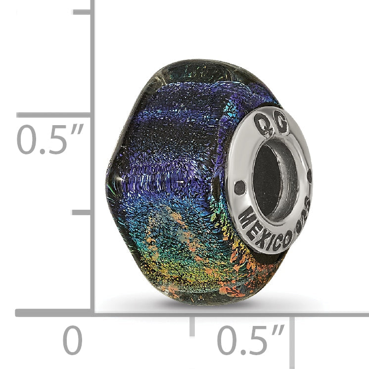 Sterlingsilber Reflections Regenbogen Dichroic Glas Quadratisch Perle