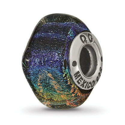 Sterlingsilber Reflections Regenbogen Dichroic Glas Quadratisch Perle