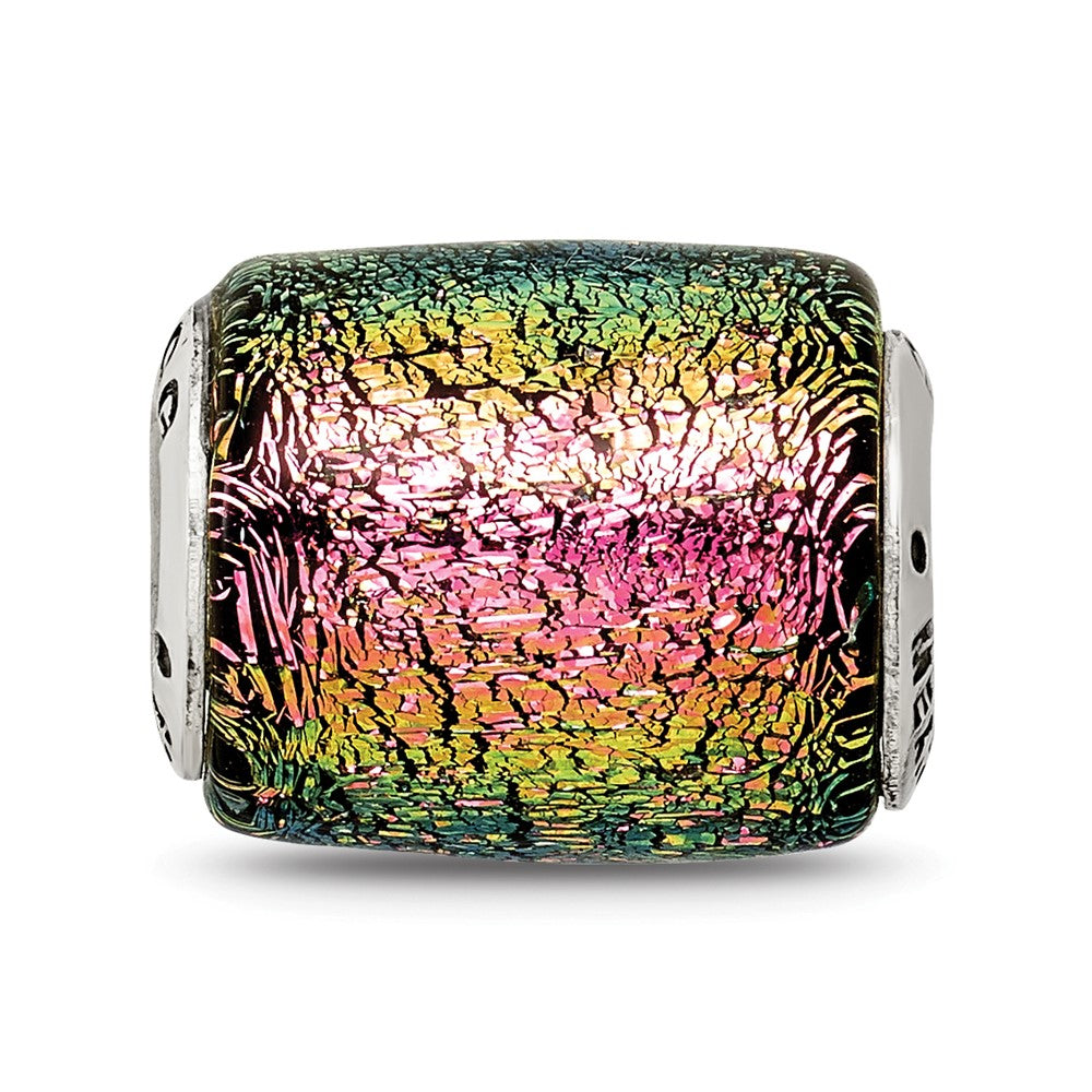 Sterlingsilber Reflections Lila Dichroic Glas Barrel Perle