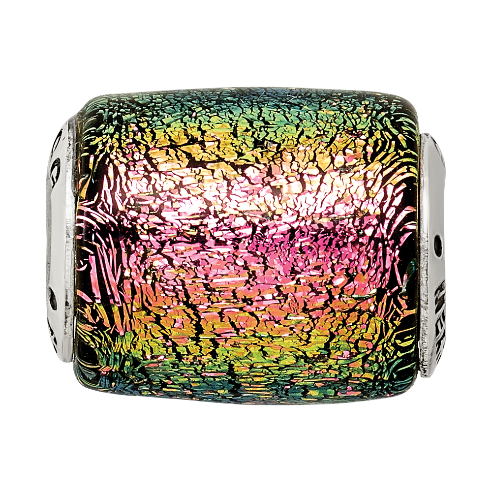 Sterlingsilber Reflections Lila Dichroic Glas Barrel Perle