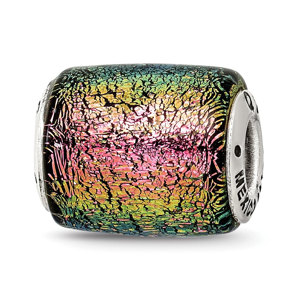 Sterlingsilber Reflections Lila Dichroic Glas Barrel Perle