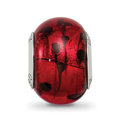 Sterlingsilber Reflections Rot/black Italienisch Murano Perle