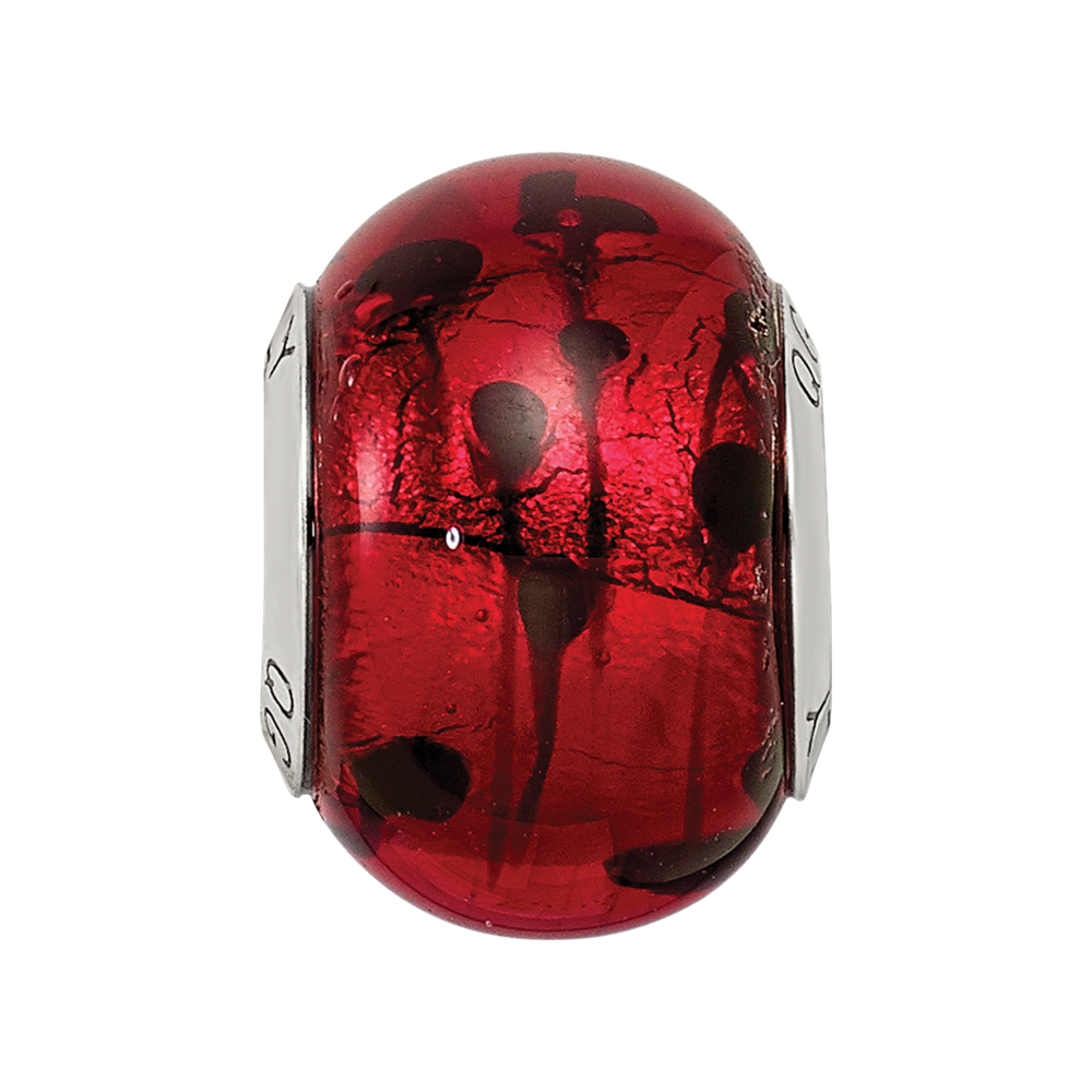 Sterlingsilber Reflections Rot/black Italienisch Murano Perle