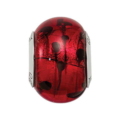 Sterlingsilber Reflections Rot/black Italienisch Murano Perle