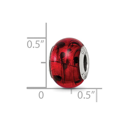 Sterlingsilber Reflections Rot/black Italienisch Murano Perle