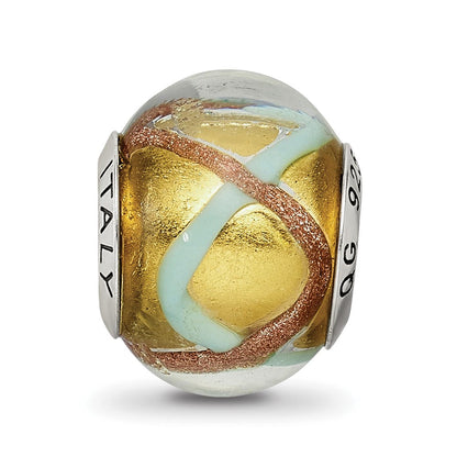 Sterlingsilber Reflections Gelb/gold/blue Italienisch Murano Perle
