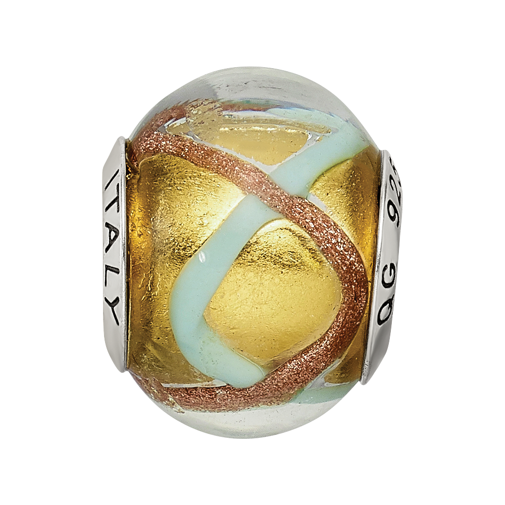 Sterlingsilber Reflections Gelb/gold/blue Italienisch Murano Perle