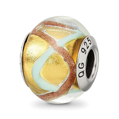 Sterlingsilber Reflections Gelb/gold/blue Italienisch Murano Perle