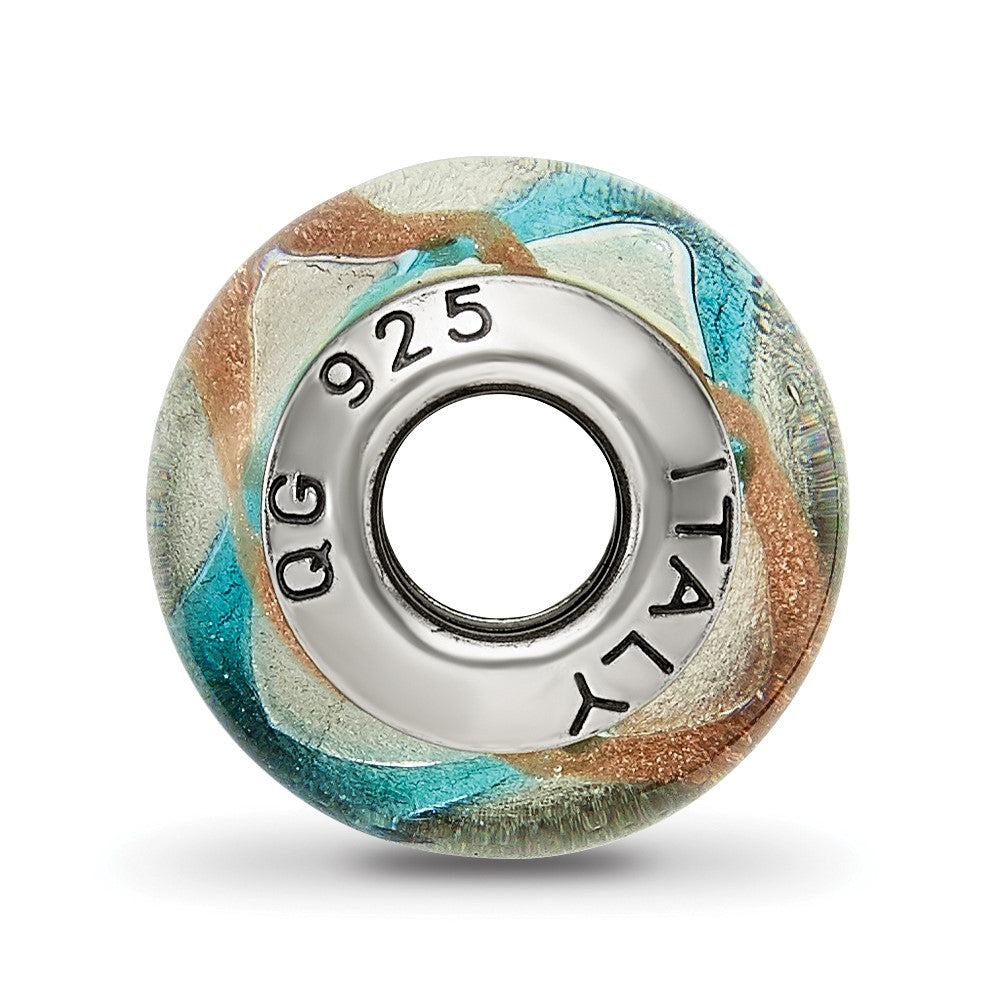 Sterlingsilber Reflections Silber/gold/blue Italienisch Murano Perle
