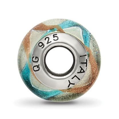 Sterlingsilber Reflections Silber/gold/blue Italienisch Murano Perle