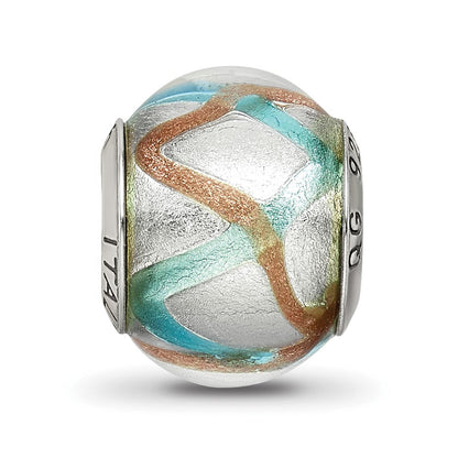 Sterlingsilber Reflections Silber/gold/blue Italienisch Murano Perle