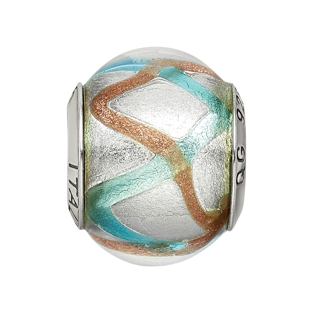 Sterlingsilber Reflections Silber/gold/blue Italienisch Murano Perle