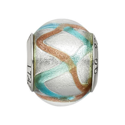 Sterlingsilber Reflections Silber/gold/blue Italienisch Murano Perle