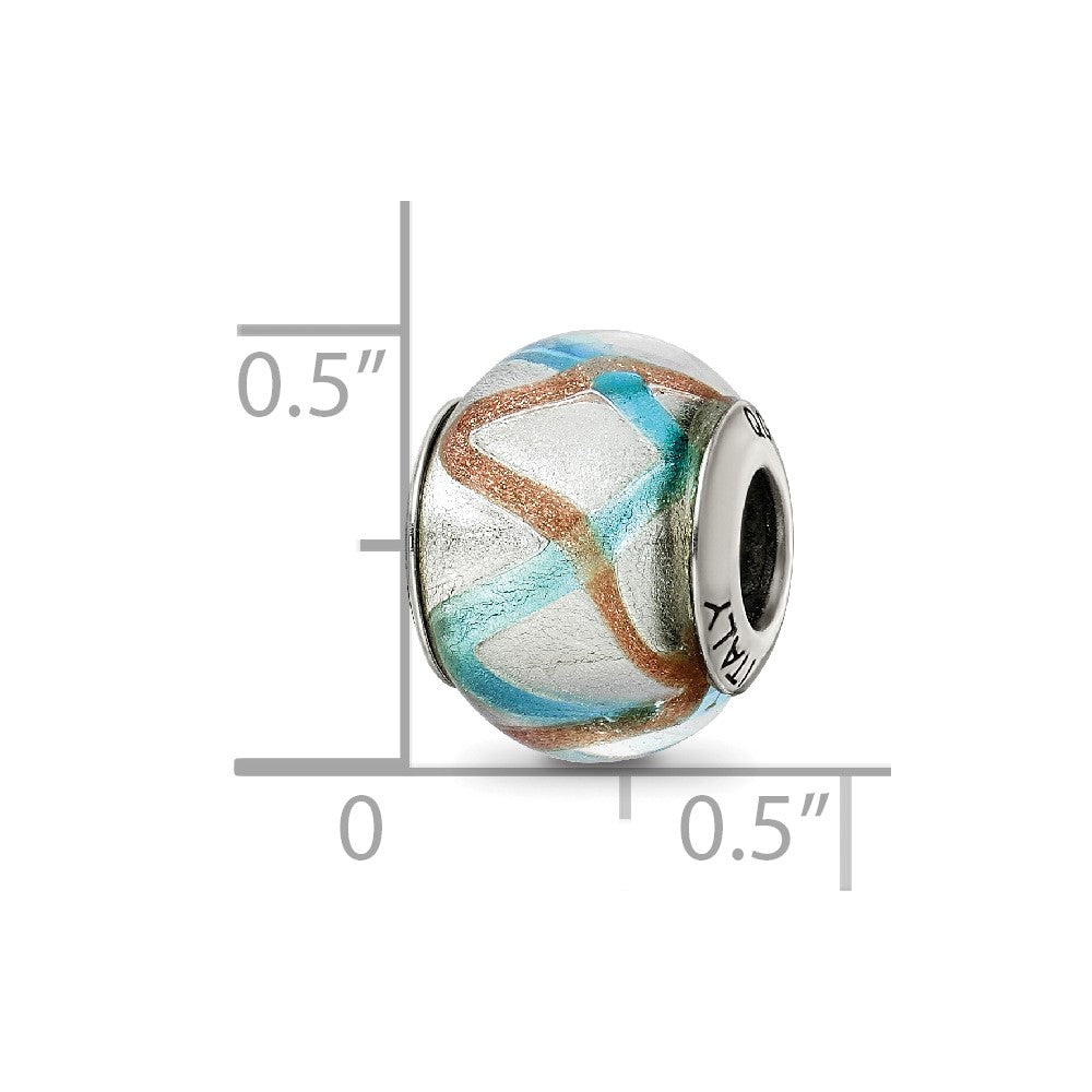 Sterlingsilber Reflections Silber/gold/blue Italienisch Murano Perle