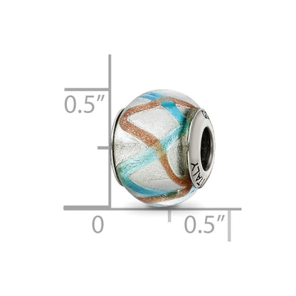 Sterlingsilber Reflections Silber/gold/blue Italienisch Murano Perle