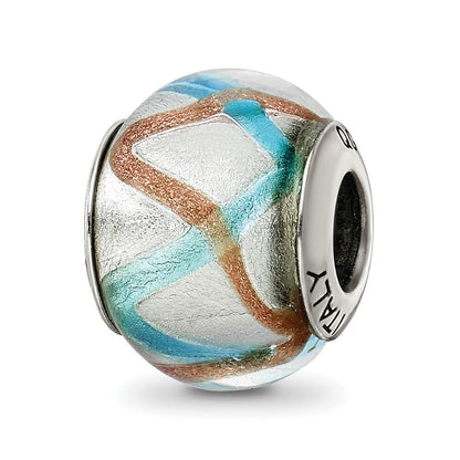Sterlingsilber Reflections Silber/gold/blue Italienisch Murano Perle