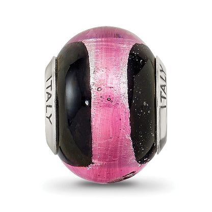 Sterlingsilber Reflections Rosa/black Italienisch Murano Perle