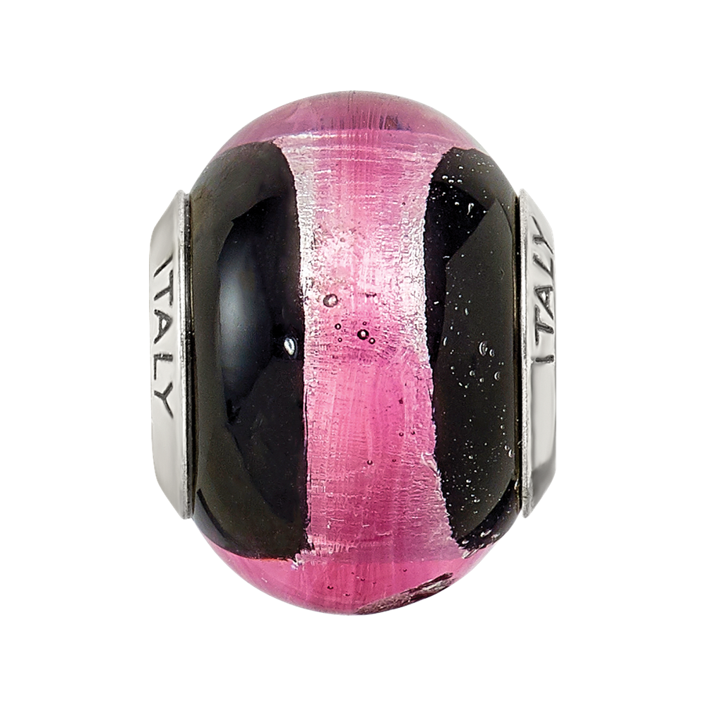 Sterlingsilber Reflections Rosa/black Italienisch Murano Perle