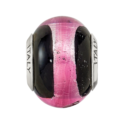 Sterlingsilber Reflections Rosa/black Italienisch Murano Perle