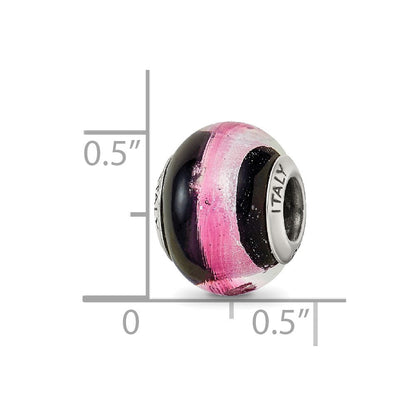 Sterlingsilber Reflections Rosa/black Italienisch Murano Perle
