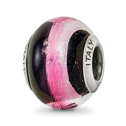 Sterlingsilber Reflections Rosa/black Italienisch Murano Perle