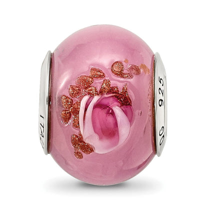Sterlingsilber Reflections Rosa/red/brown Italienisch Murano Perle