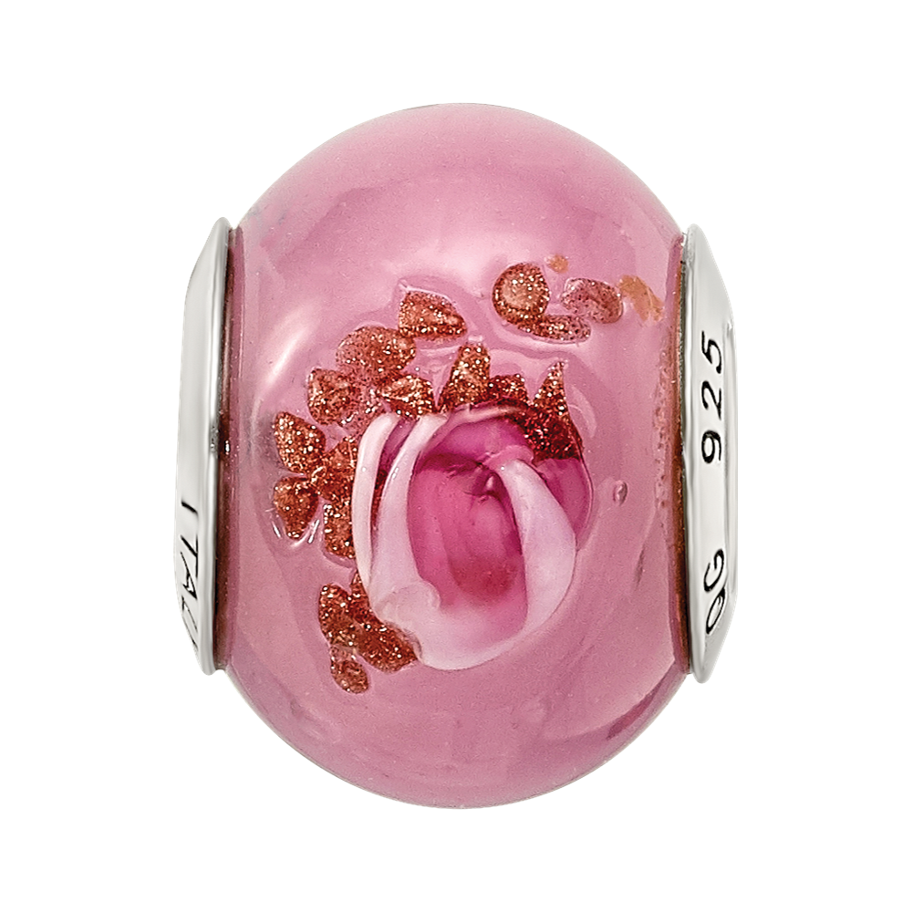Sterlingsilber Reflections Rosa/red/brown Italienisch Murano Perle