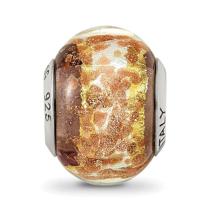 Sterlingsilber Reflections Weiß/gold/brown Italienisch Murano Perle