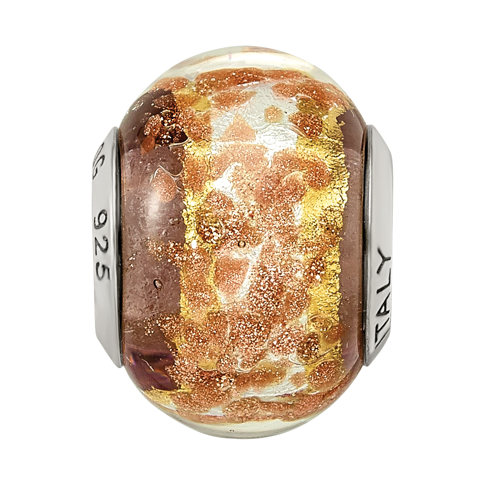Sterlingsilber Reflections Weiß/gold/brown Italienisch Murano Perle