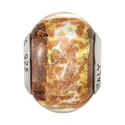 Sterlingsilber Reflections Weiß/gold/brown Italienisch Murano Perle