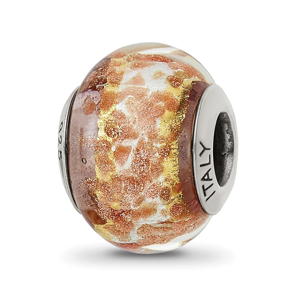Sterlingsilber Reflections Weiß/gold/brown Italienisch Murano Perle