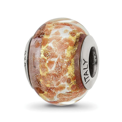 Sterlingsilber Reflections Weiß/gold/brown Italienisch Murano Perle