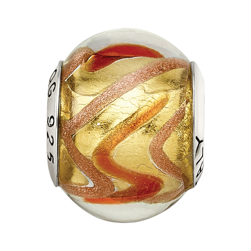 Sterlingsilber Reflections Gelb/gold/red Italienisch Murano Perle