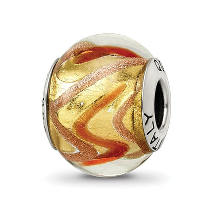 Sterlingsilber Reflections Gelb/gold/red Italienisch Murano Perle