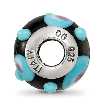 Sterlingsilber Reflections Schwarz/blue/white/pink Italienisch Murano Perle