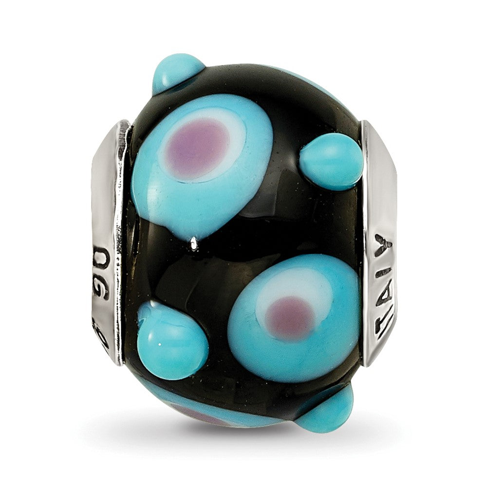 Sterlingsilber Reflections Schwarz/blue/white/pink Italienisch Murano Perle