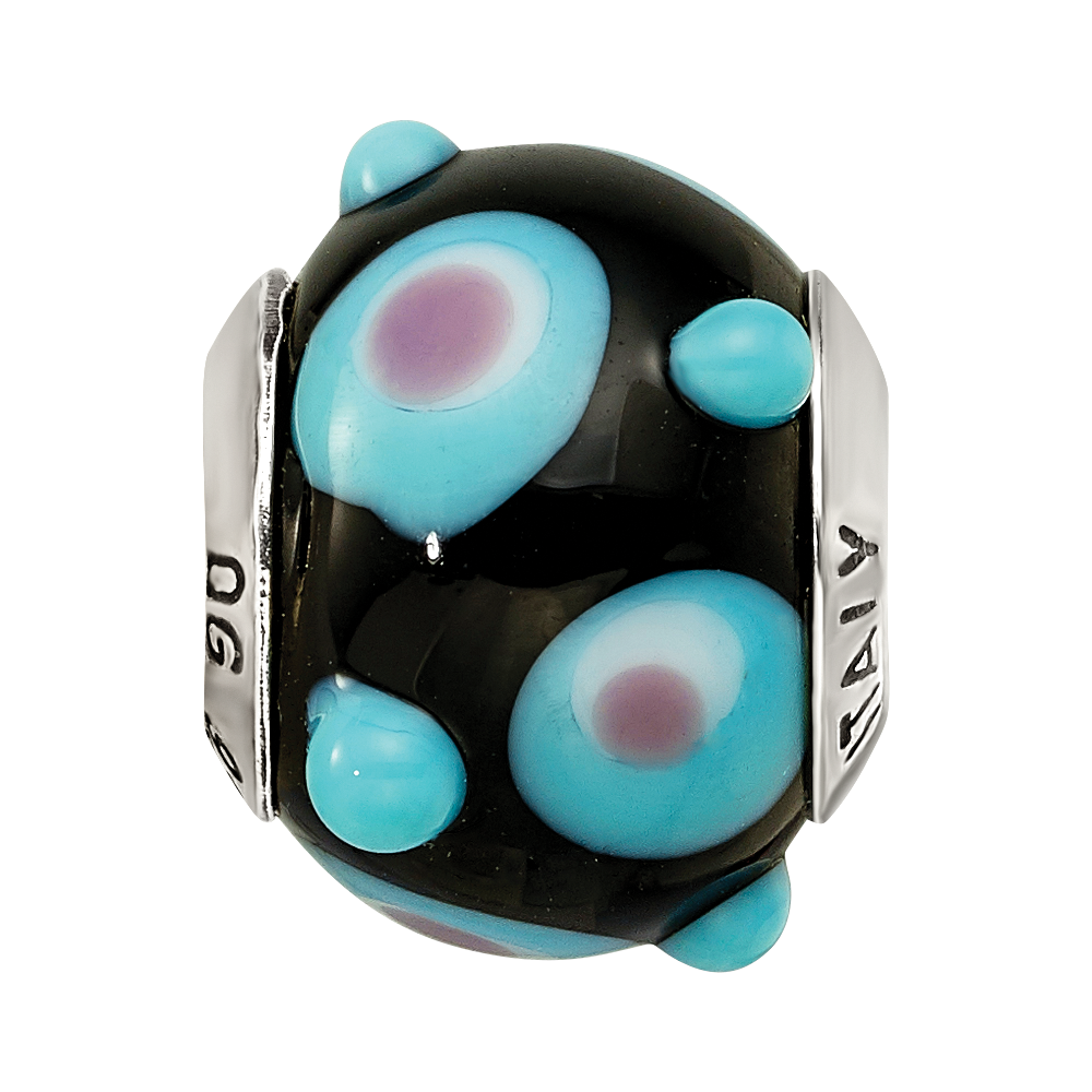 Sterlingsilber Reflections Schwarz/blue/white/pink Italienisch Murano Perle