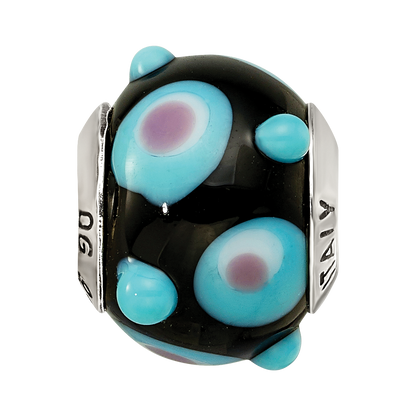 Sterlingsilber Reflections Schwarz/blue/white/pink Italienisch Murano Perle