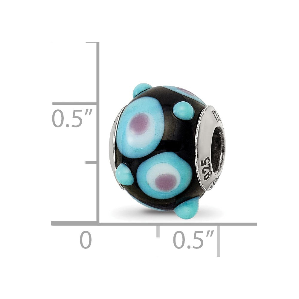 Sterlingsilber Reflections Schwarz/blue/white/pink Italienisch Murano Perle