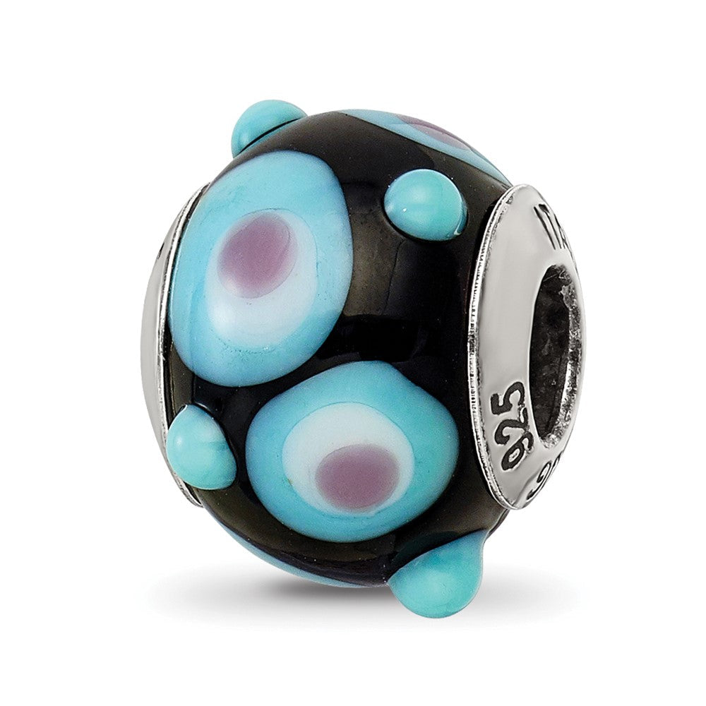Sterlingsilber Reflections Schwarz/blue/white/pink Italienisch Murano Perle