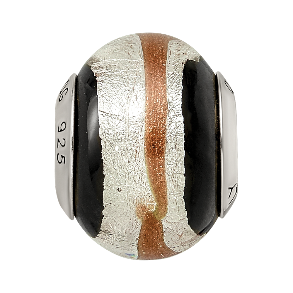 Sterlingsilber Reflections Silvr/gold/black Italienisch Murano Perle
