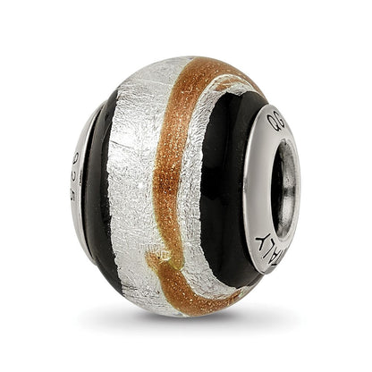Sterlingsilber Reflections Silvr/gold/black Italienisch Murano Perle