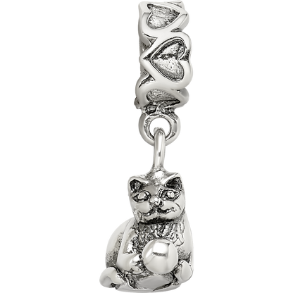 Sterlingsilber Reflections Kitten mit Kugel Hängend Perle