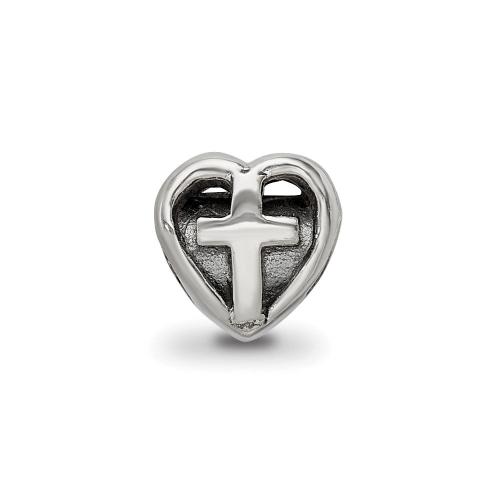 Sterlingsilber Reflections Kinder Herz mit Kreuz Perle