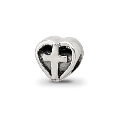 Sterlingsilber Reflections Kinder Herz mit Kreuz Perle