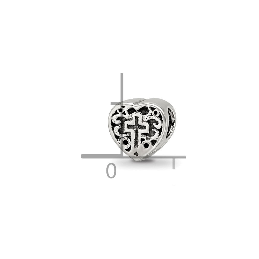 Sterlingsilber Reflections Kinder Herz mit Kreuz und Ranke Perle