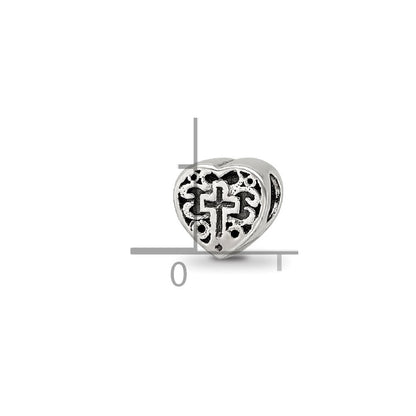 Sterlingsilber Reflections Kinder Herz mit Kreuz und Ranke Perle