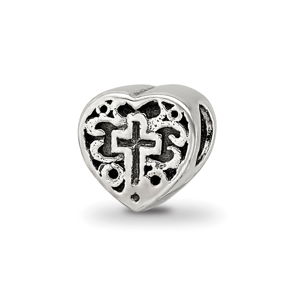 Sterlingsilber Reflections Kinder Herz mit Kreuz und Ranke Perle