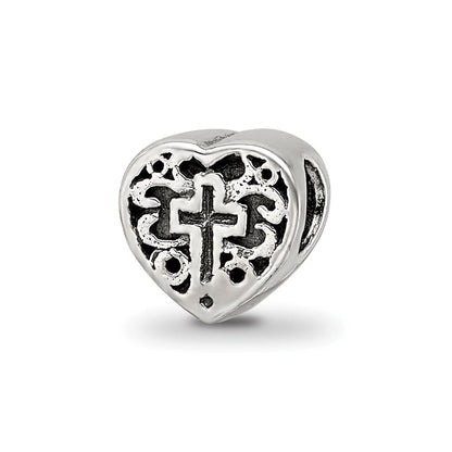 Sterlingsilber Reflections Kinder Herz mit Kreuz und Ranke Perle