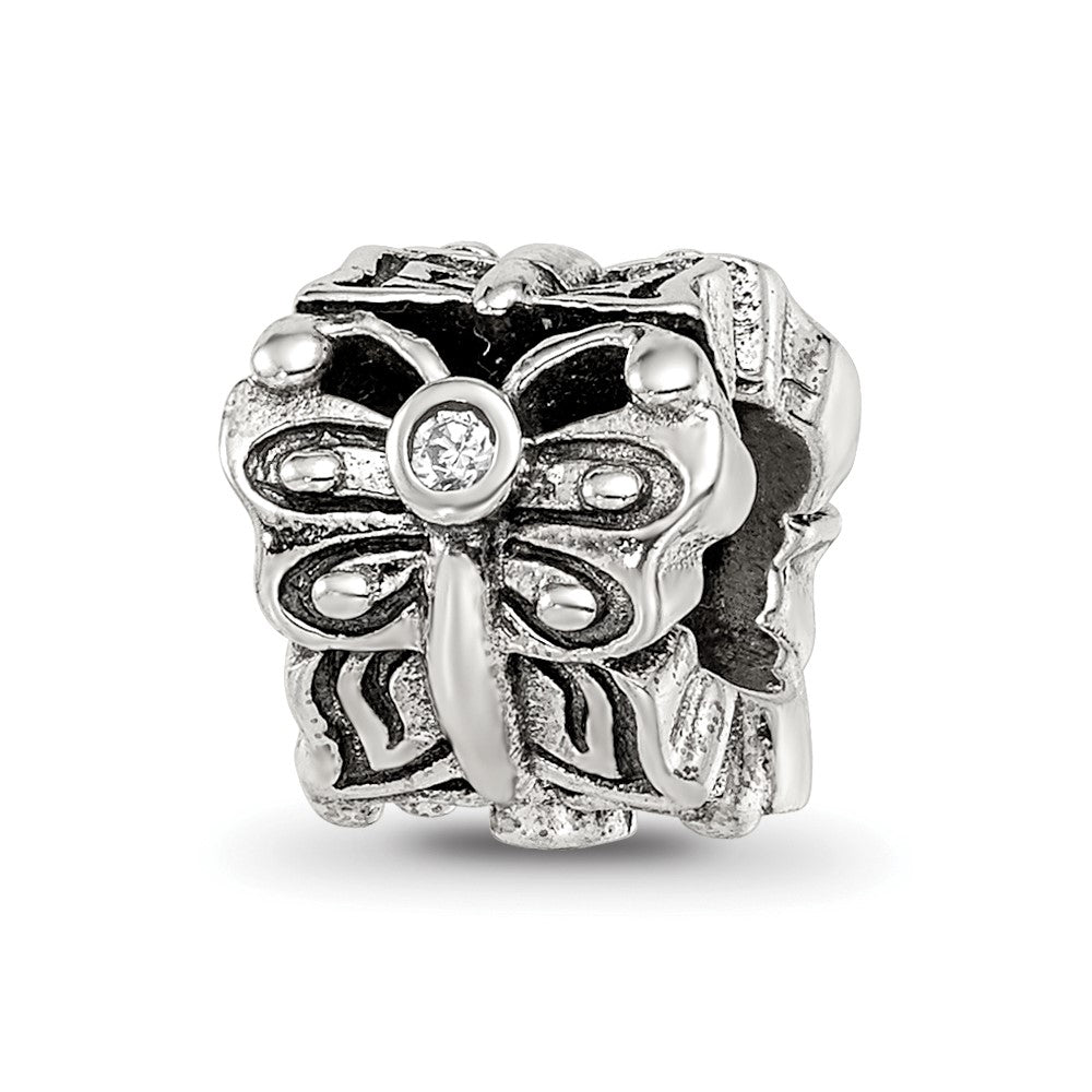 Sterlingsilber Reflections Schmetterling mit Zirkonia Bali Perle